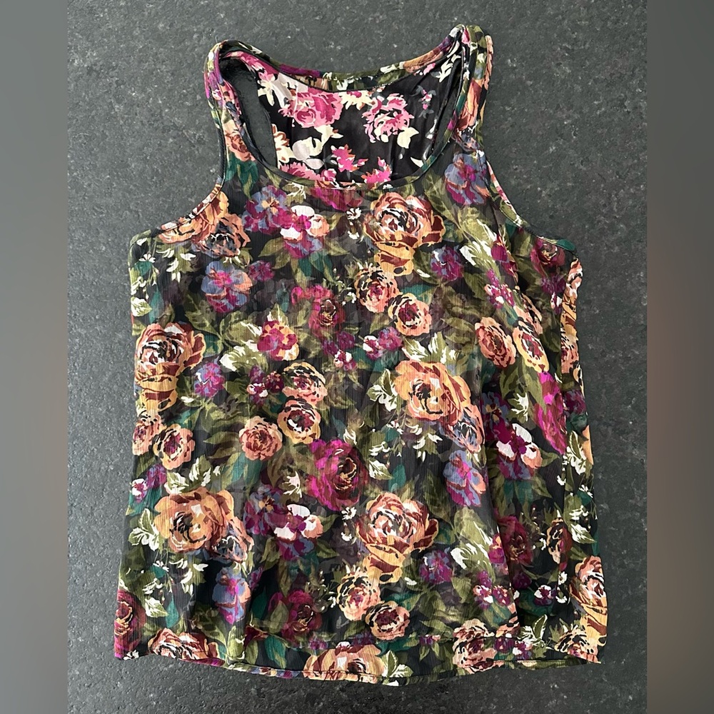 a.n.a Double Layer Floral Tank